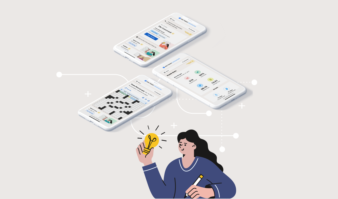 Product images of the USA TODAY Crossword mobile experience