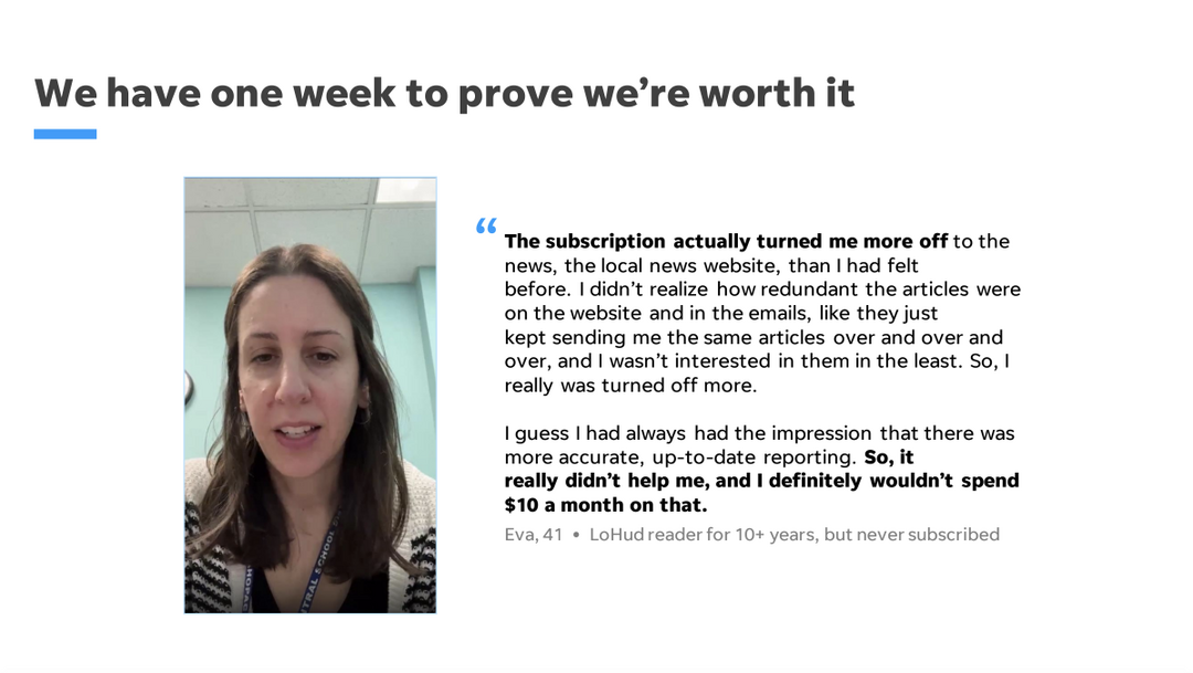 Slide with participant feedback that says 